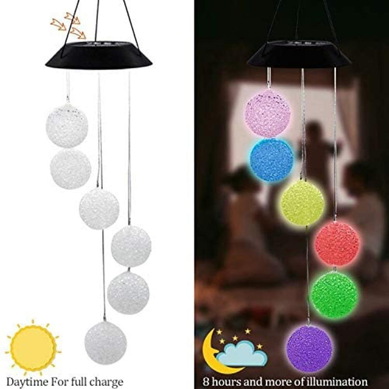 2-Pack: Solar Crystal Ball Wind Chime, Color Changing Furniture & Decor - DailySale