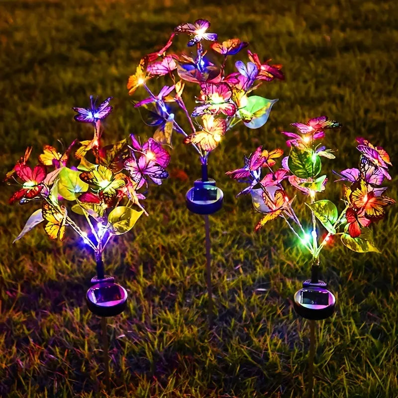 2-Pack: Solar-Powered Butterfly Flower Lamp Outdoor Lighting - DailySale