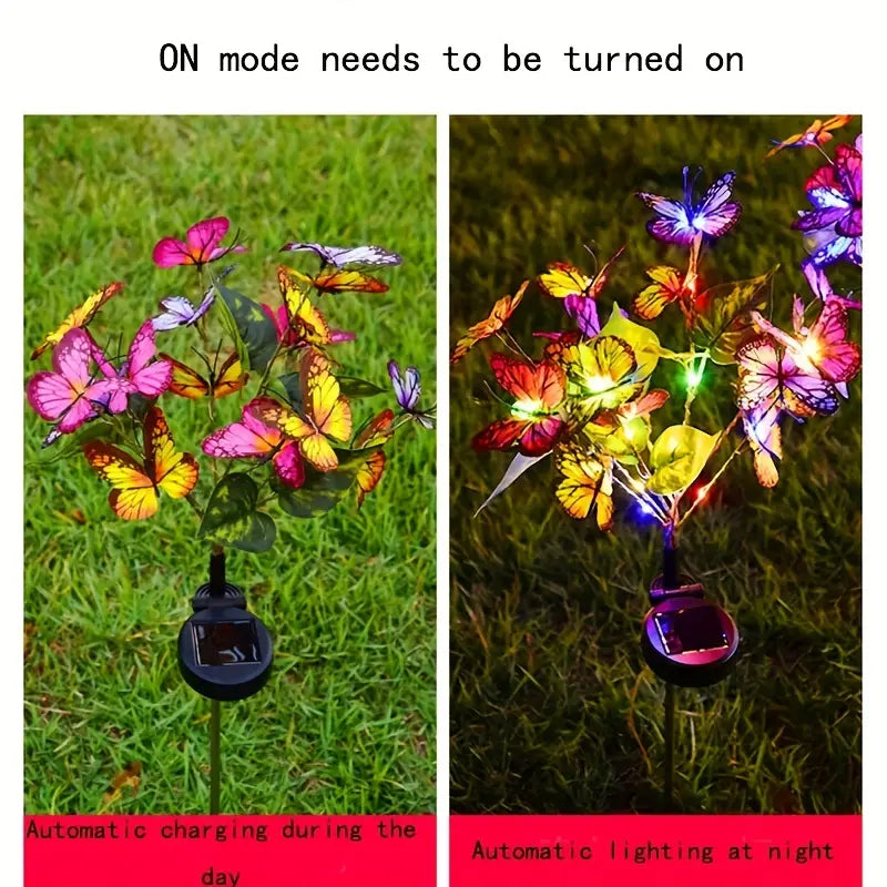 2-Pack: Solar-Powered Butterfly Flower Lamp Outdoor Lighting - DailySale