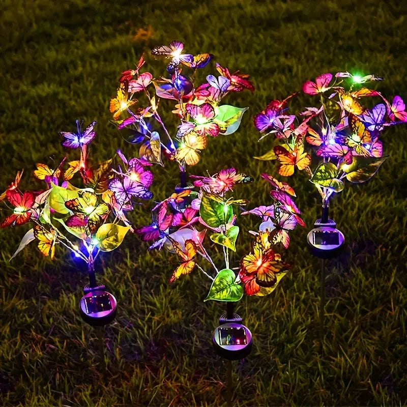 2-Pack: Solar-Powered Butterfly Flower Lamp Outdoor Lighting - DailySale