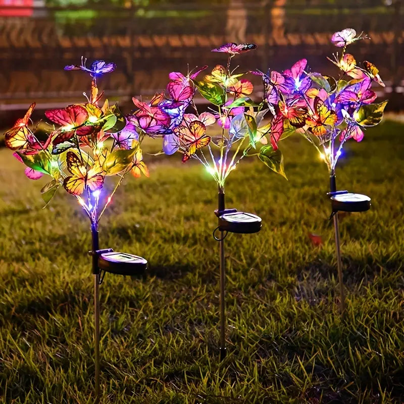 2-Pack: Solar-Powered Butterfly Flower Lamp Outdoor Lighting - DailySale