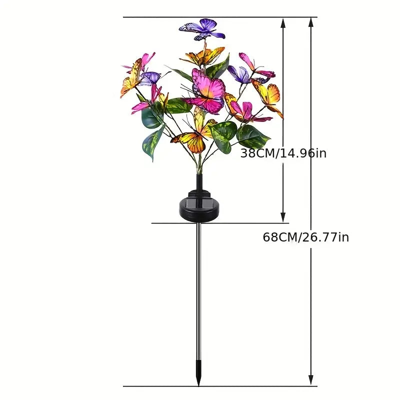 2-Pack: Solar-Powered Butterfly Flower Lamp Outdoor Lighting - DailySale