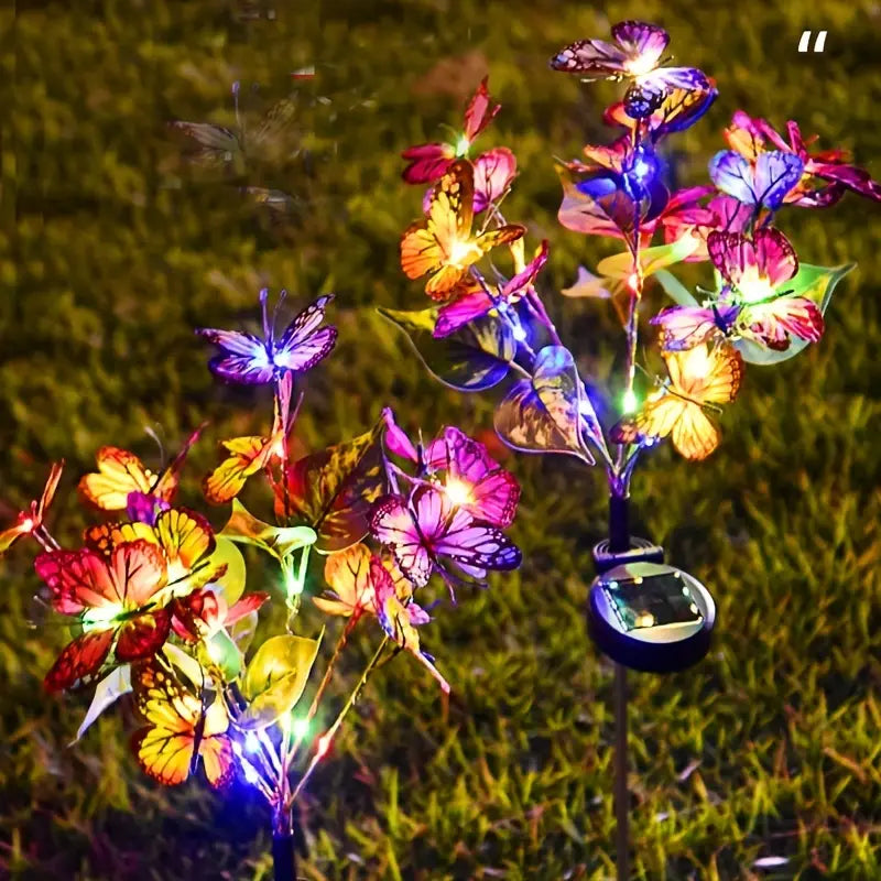 2-Pack: Solar-Powered Butterfly Flower Lamp Outdoor Lighting - DailySale