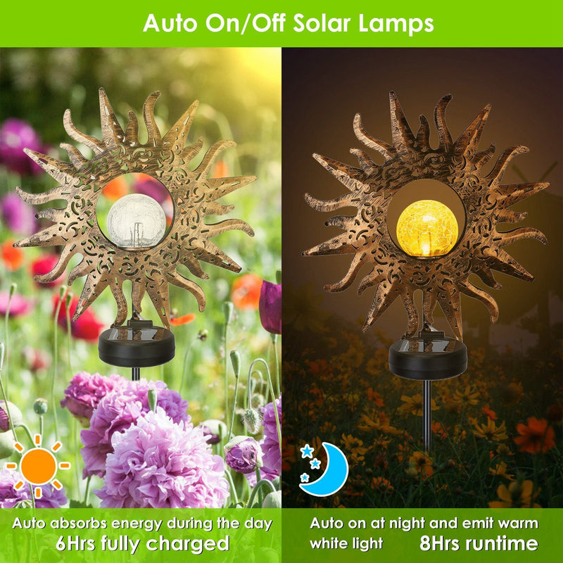 2-Pack: Solar Powered Glass Globe Stake Lamp Garden & Patio - DailySale