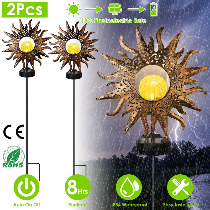 2-Pack: Solar Powered Glass Globe Stake Lamp Garden & Patio - DailySale