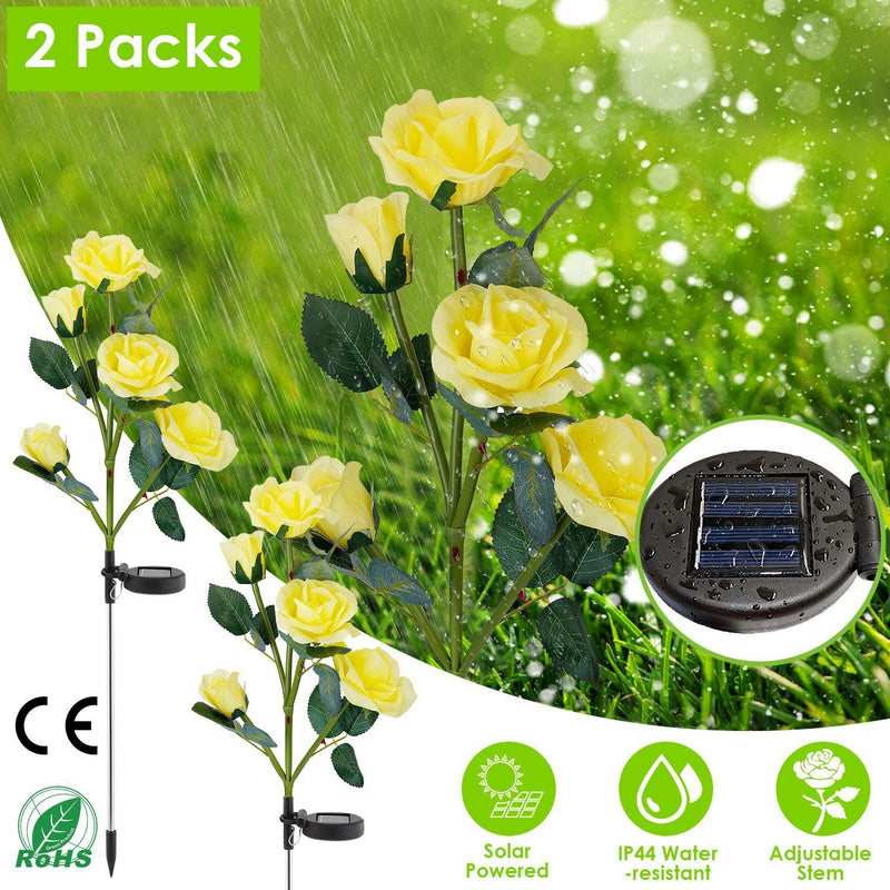 2-Pack: Solar Powered Rose Flower LED Decorative Lamp