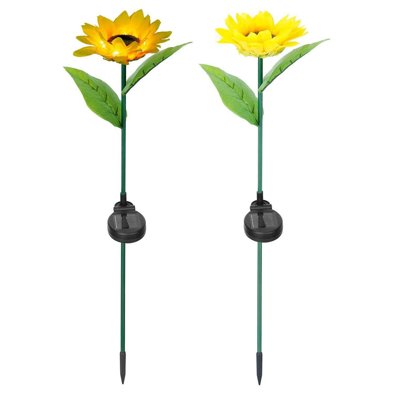 2-Pack: Solar Powered Sunflower Lights LED Decorative Stake Lamp Garden & Patio - DailySale