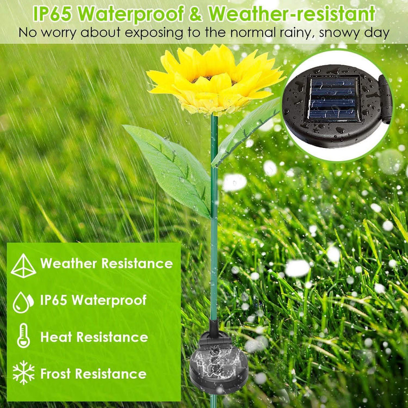 2-Pack: Solar Powered Sunflower Lights LED Decorative Stake Lamp Garden & Patio - DailySale