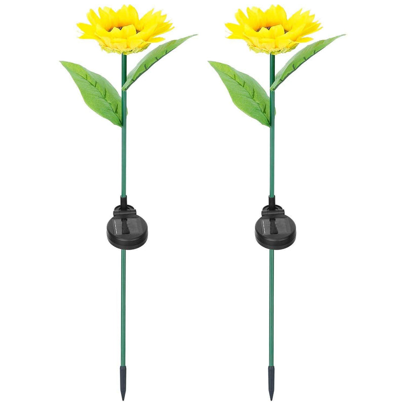 2-Pack: Solar Powered Sunflower Lights LED Decorative Stake Lamp Garden & Patio - DailySale