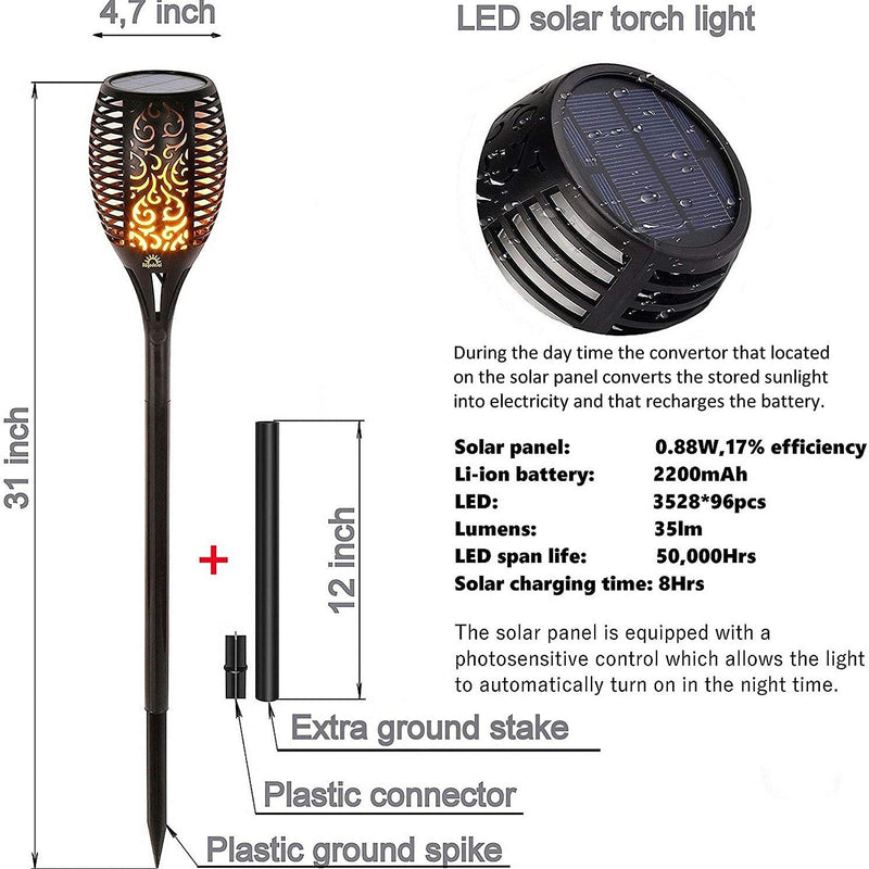 2-Pack: Solar Torch Lights Outdoor Lighting & Decor - DailySale