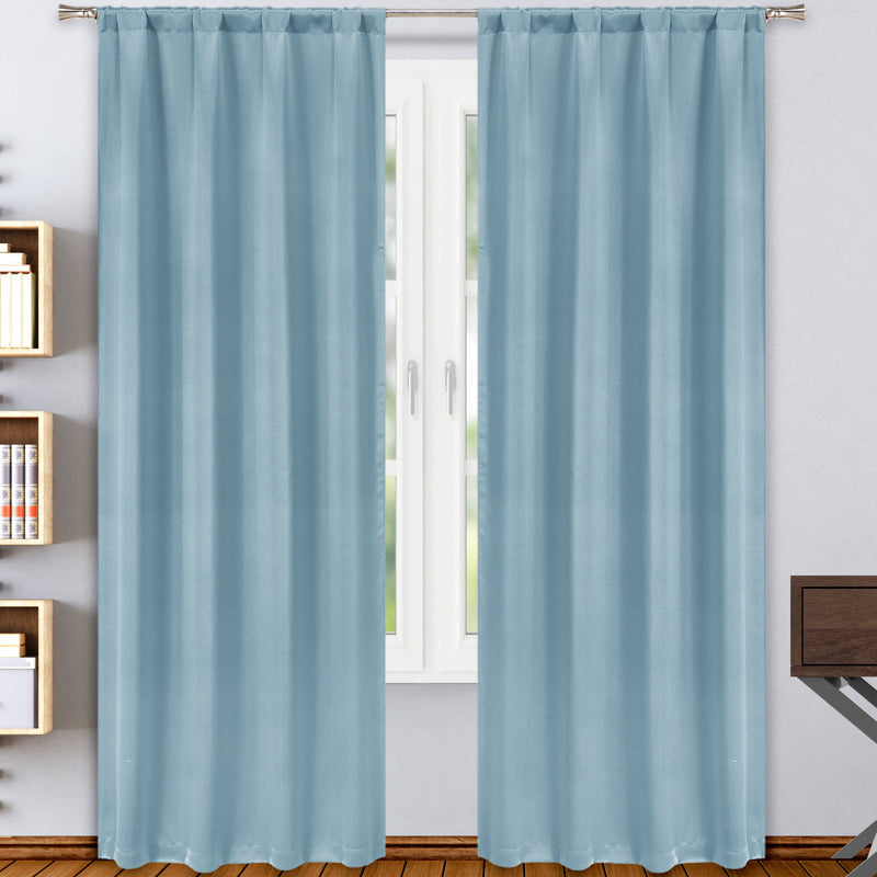 2-Pack: Solid Blackout Pole Top Window Curtain Panel Indoor Lighting & Decor Aquamarine - DailySale