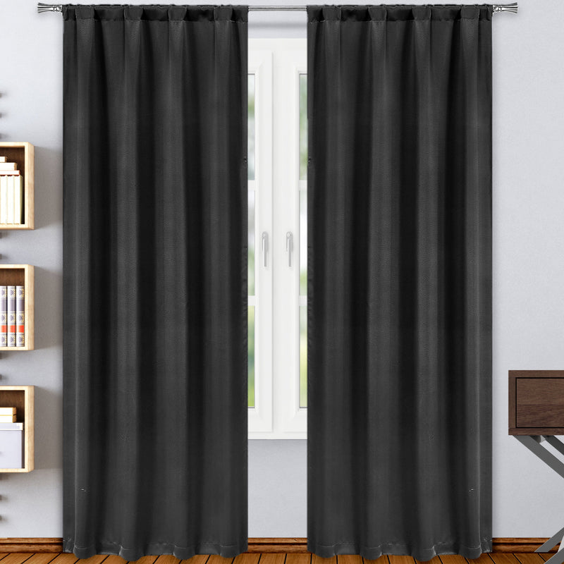 2-Pack: Solid Blackout Pole Top Window Curtain Panel Indoor Lighting & Decor Black - DailySale
