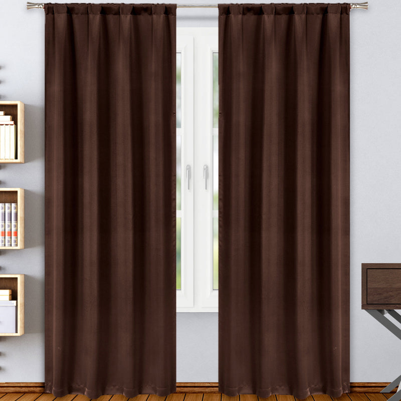 2-Pack: Solid Blackout Pole Top Window Curtain Panel Indoor Lighting & Decor Chocolate - DailySale