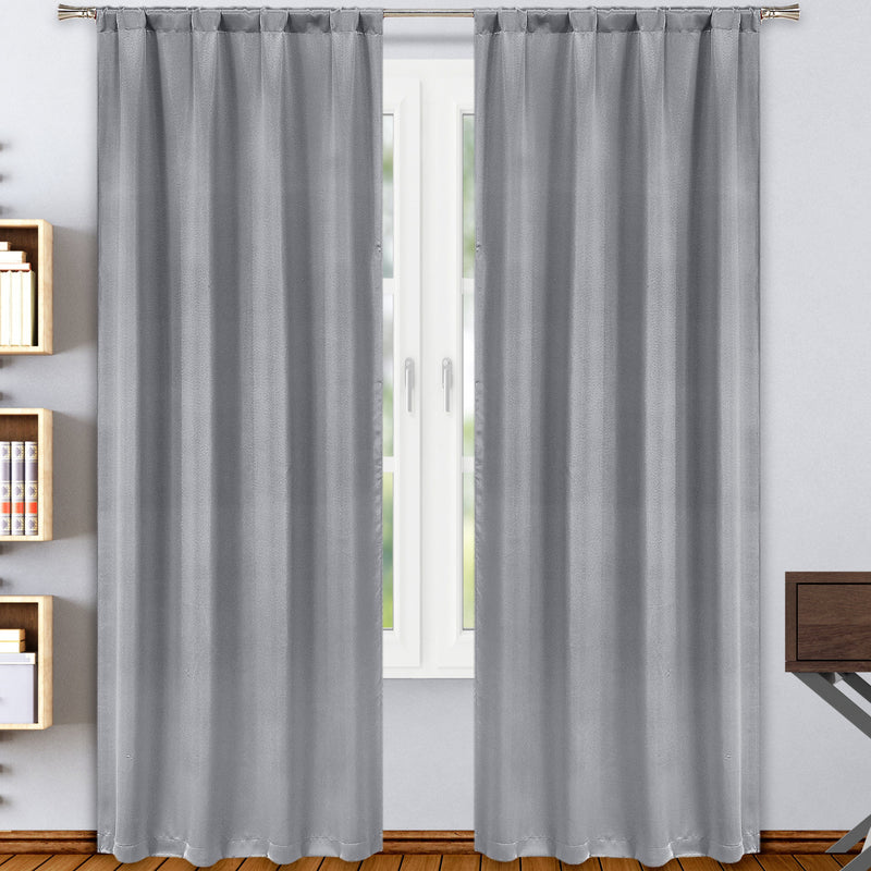 2-Pack: Solid Blackout Pole Top Window Curtain Panel Indoor Lighting & Decor Gray - DailySale