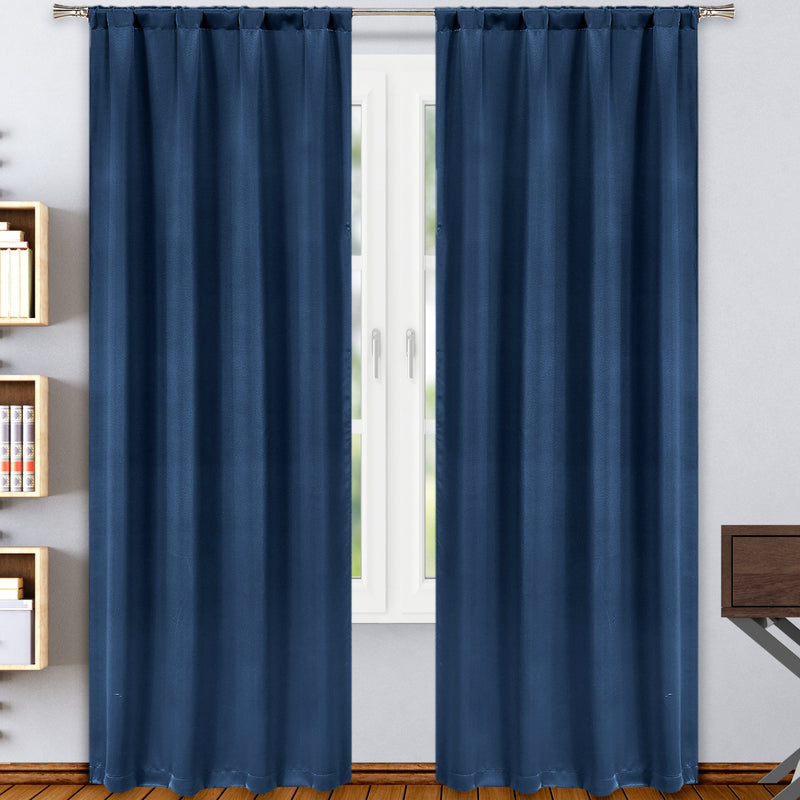 2-Pack: Solid Blackout Pole Top Window Curtain Panel Indoor Lighting & Decor Navy - DailySale