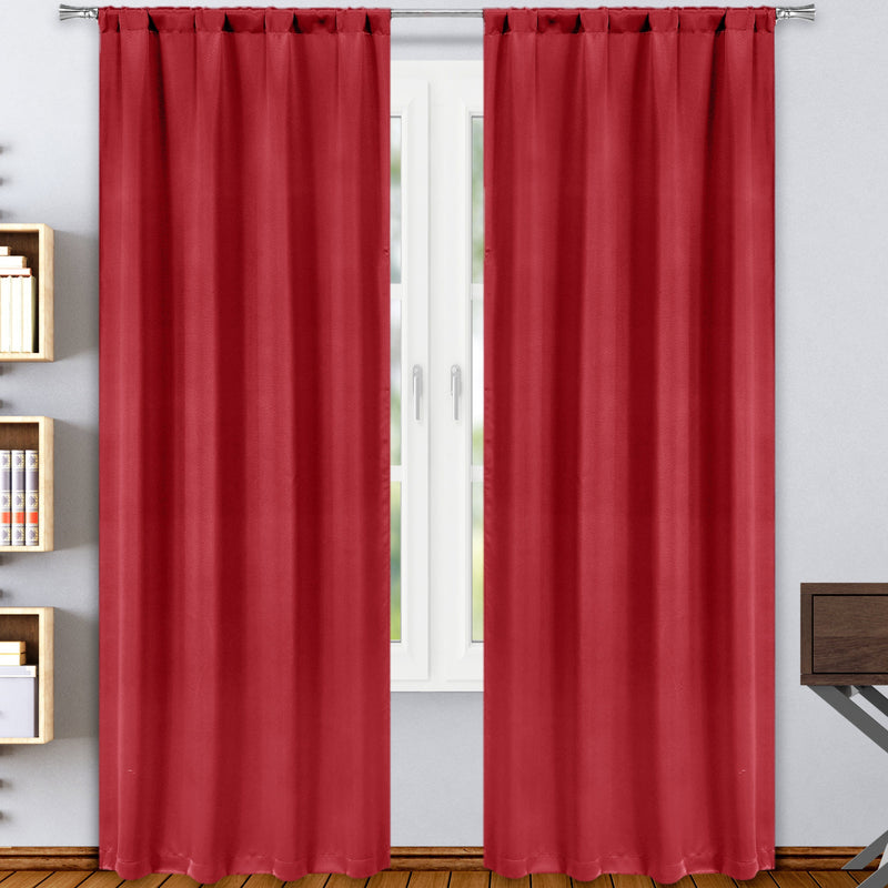 2-Pack: Solid Blackout Pole Top Window Curtain Panel Indoor Lighting & Decor Red - DailySale
