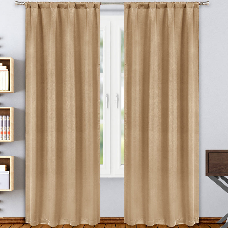 2-Pack: Solid Blackout Pole Top Window Curtain Panel Indoor Lighting & Decor Taupe - DailySale