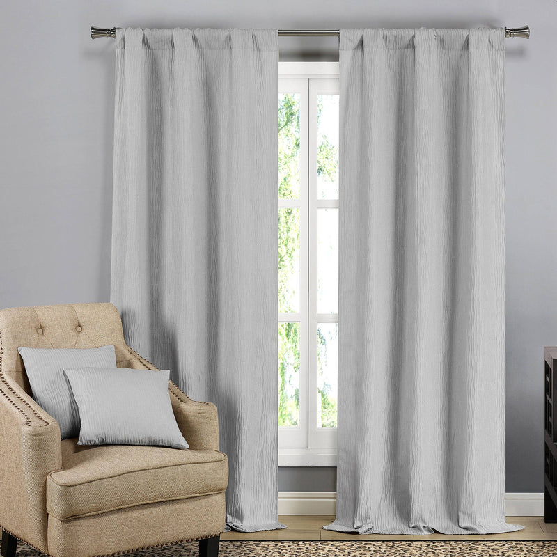 2-Pack: Solid Blackout Textured Curtain Panels with Decorative Pillow Covers Indoor Lighting & Decor Silver Light Gray - DailySale
