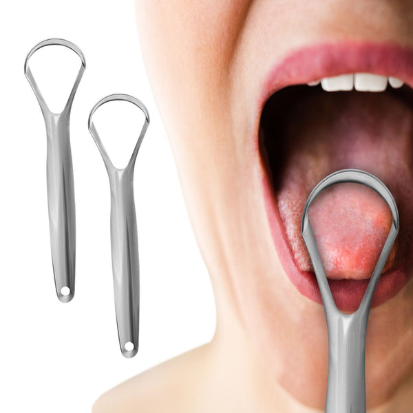 Tongue Scraper Stainless Steel 2 Pack Reusable Metal Tongue