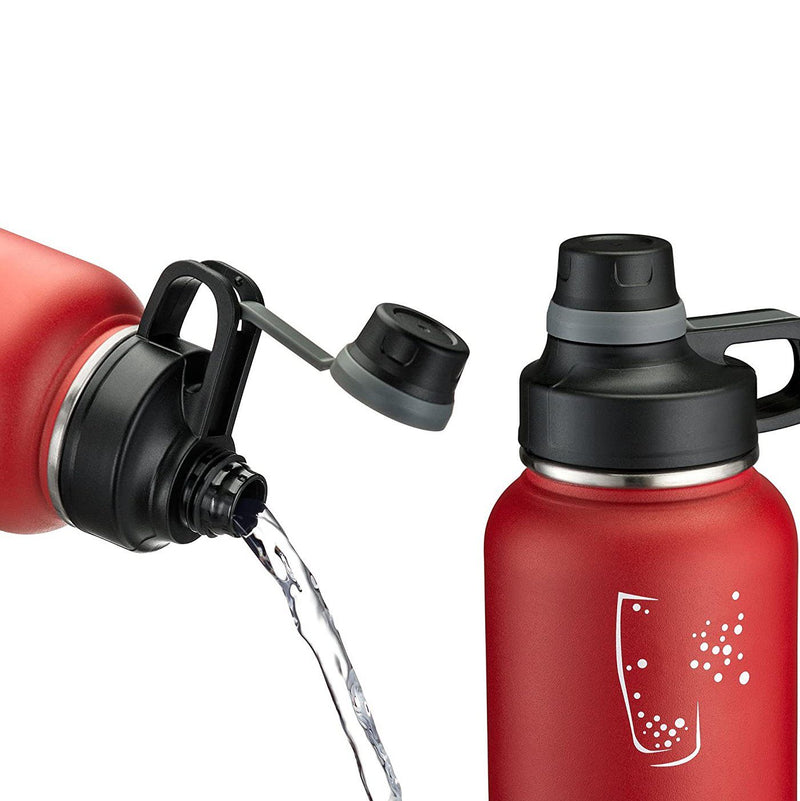 2-Pack: Stainless Steel Wide Mouth Insulated Water Bottle with Interchangeable Caps Bags & Travel - DailySale