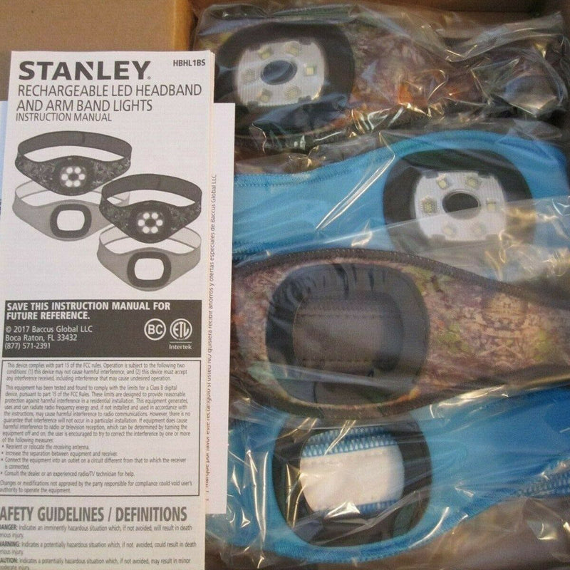 2-Pack: Stanley Rechargeable Ultra Bright Headband LED Lights with Armbands Sports & Outdoors - DailySale