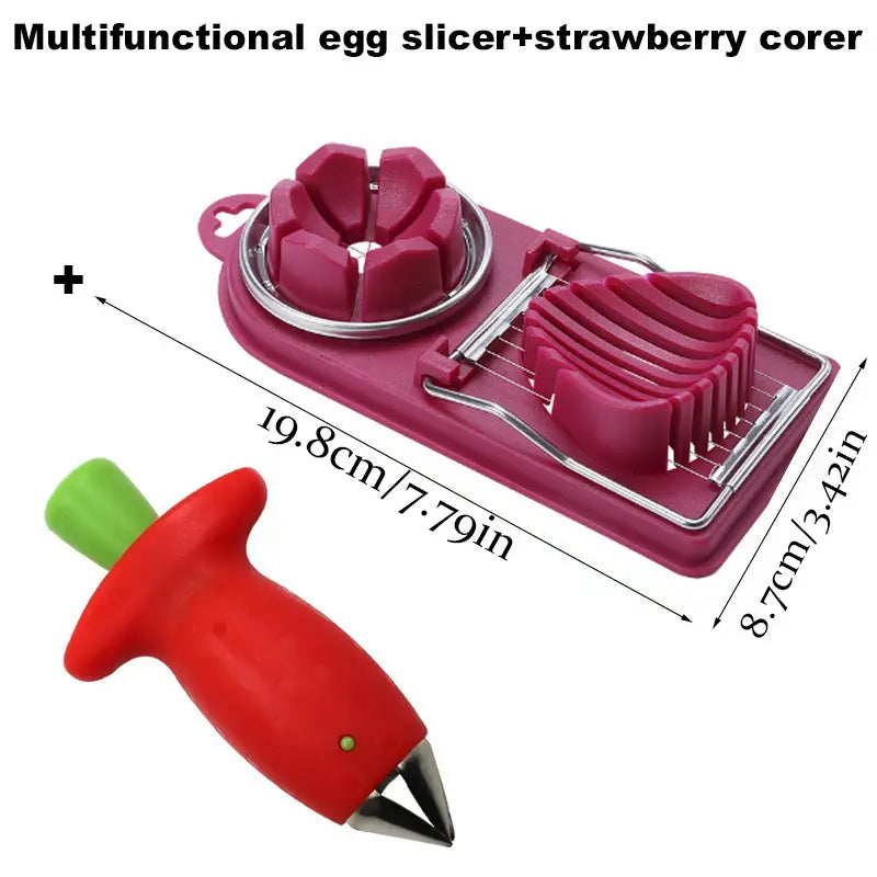 Strawberry Huller Stem Remover and Strawberry Slicer Set, for Berry Stem  Leaves Remove Corer Fruit Slicer Cutter Tomatoes DIY Platter Fruit Plate