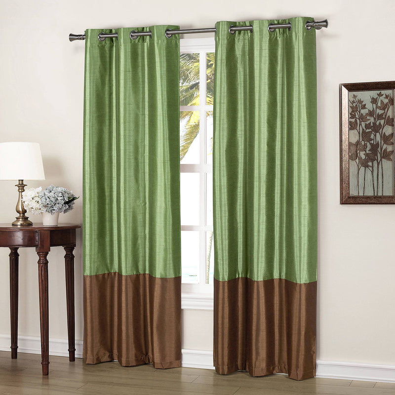 2-Pack: Striped Thermal Insulated Blackout Window Curtain Set Furniture & Decor Sage - DailySale
