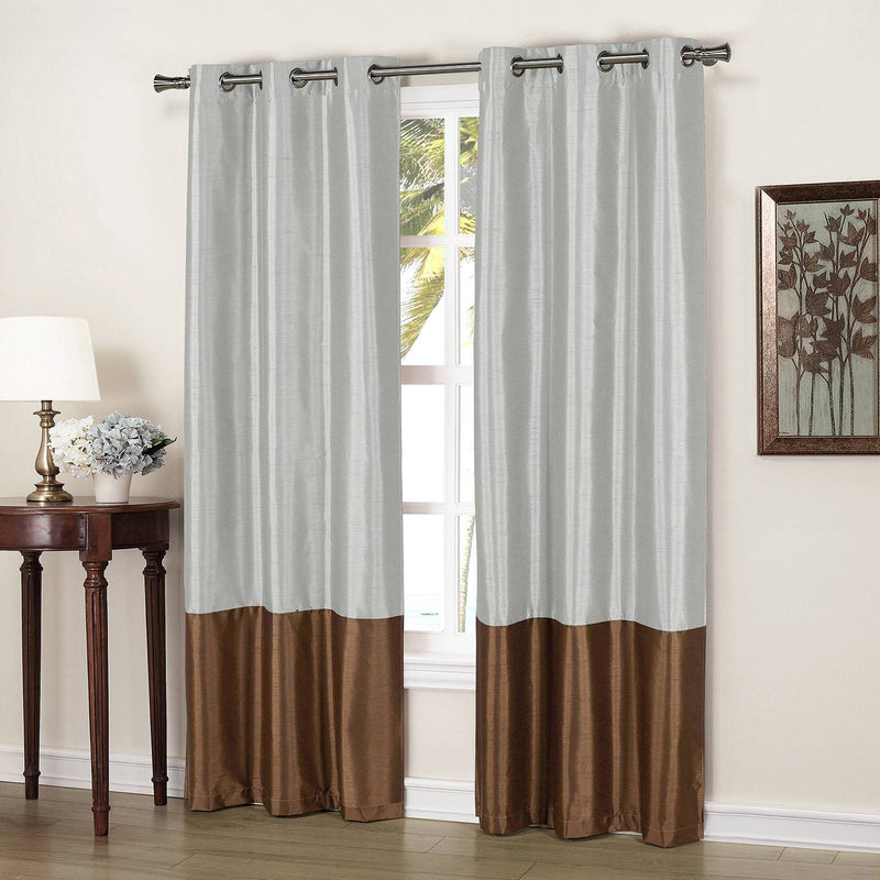2-Pack: Striped Thermal Insulated Blackout Window Curtain Set Furniture & Decor Silver - DailySale