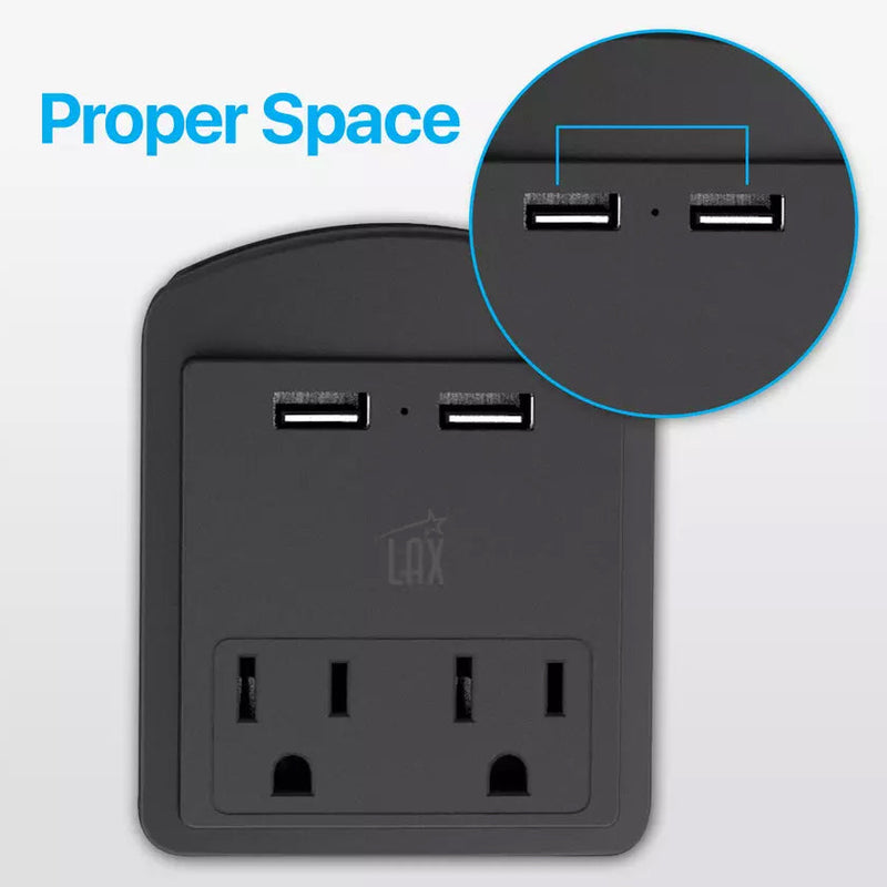 2-Pack: Surge Protector 2 Wall Outlets and 2 USB Ports Batteries & Electrical - DailySale