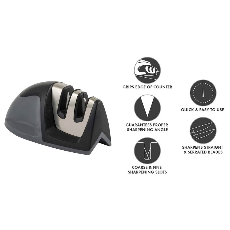 2-Pack: Ultra Sharp Knife Sharpener and Stainless Steel Vegetable and Meat Slicer Holder Kitchen Tools & Gadgets - DailySale