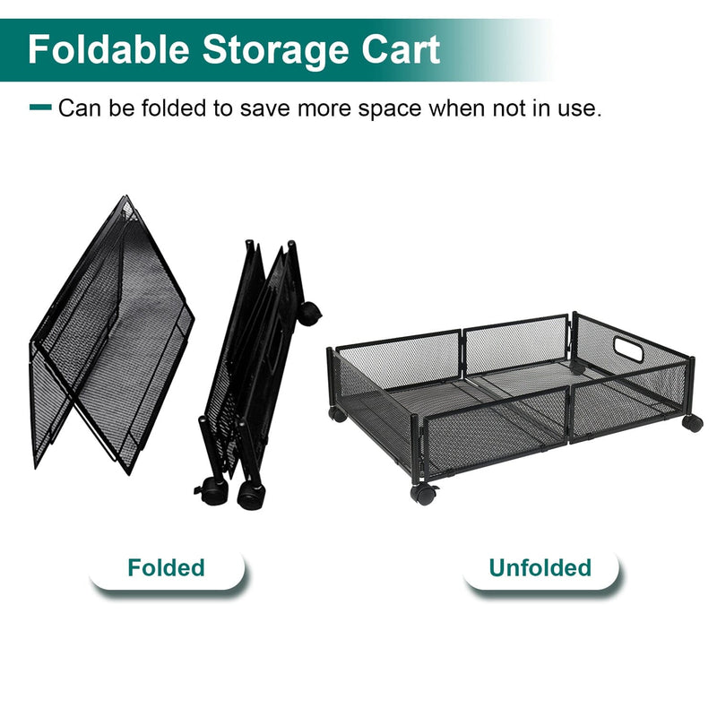 2-Pack: Under Bed Storage Container Foldable Rolling Storage Bin Closet & Storage - DailySale