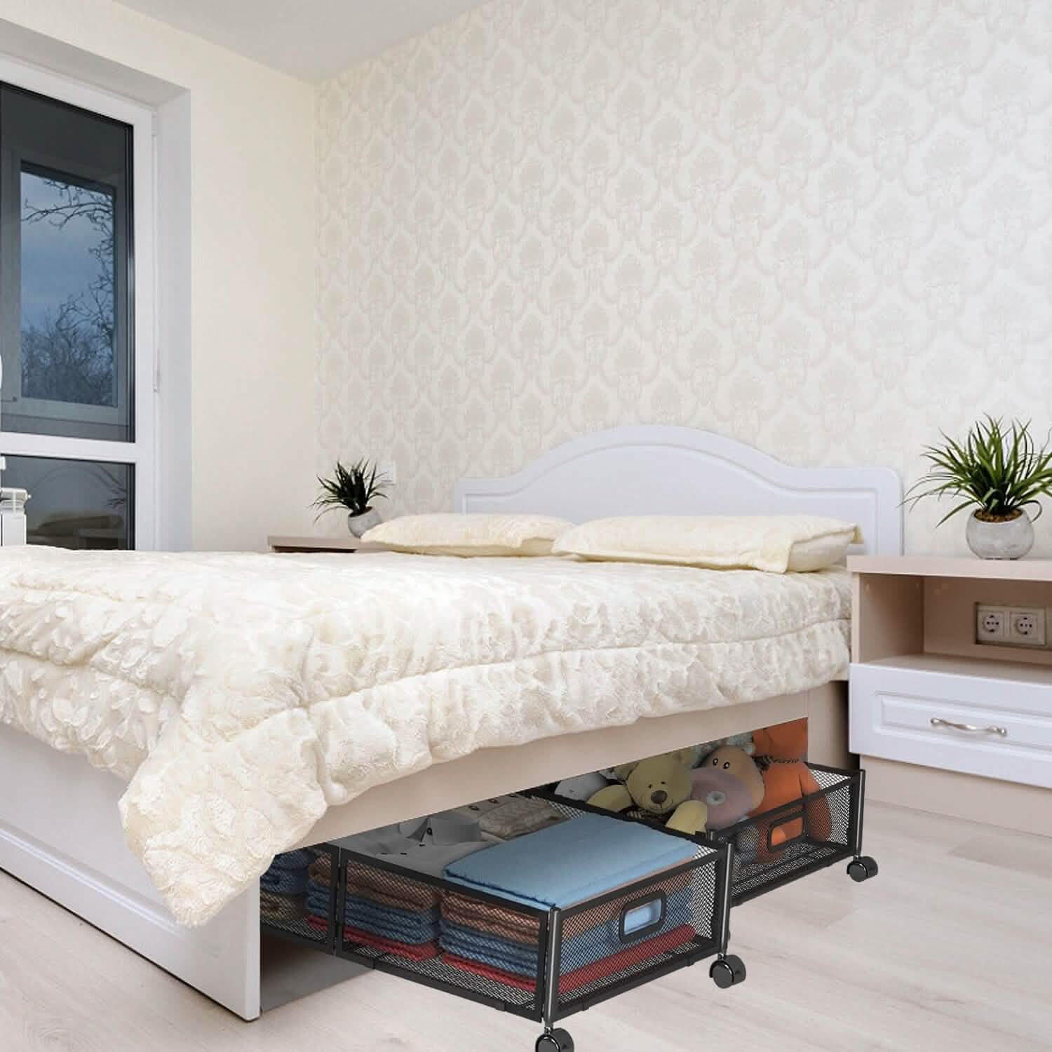 2-Pack: Under Bed Storage Container Foldable Rolling Storage Bin Closet & Storage - DailySale