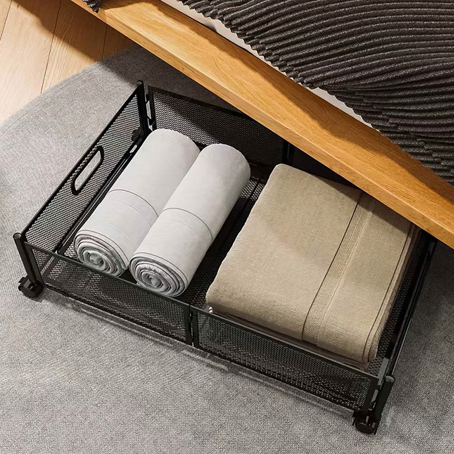 2-Pack: Under Bed Storage Container Foldable Rolling Storage Bin Closet & Storage - DailySale