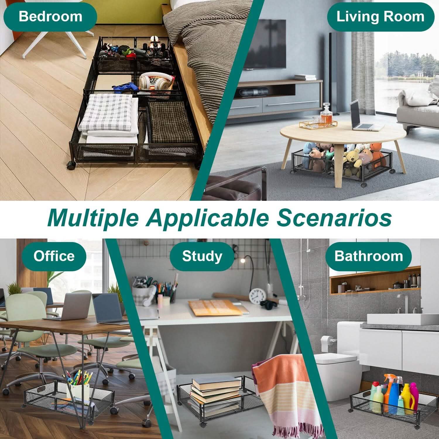 2-Pack: Under Bed Storage Container Foldable Rolling Storage Bin Closet & Storage - DailySale