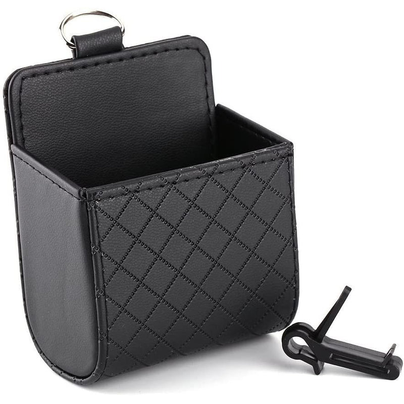 2-Pack: Universal Car Mobile Phone Bag PU Leather Car Auto Air Outlet Coin Bag Case Automotive Black - DailySale