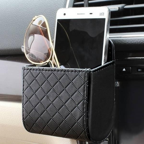 2-Pack: Universal Car Mobile Phone Bag PU Leather Car Auto Air Outlet Coin Bag Case Automotive - DailySale