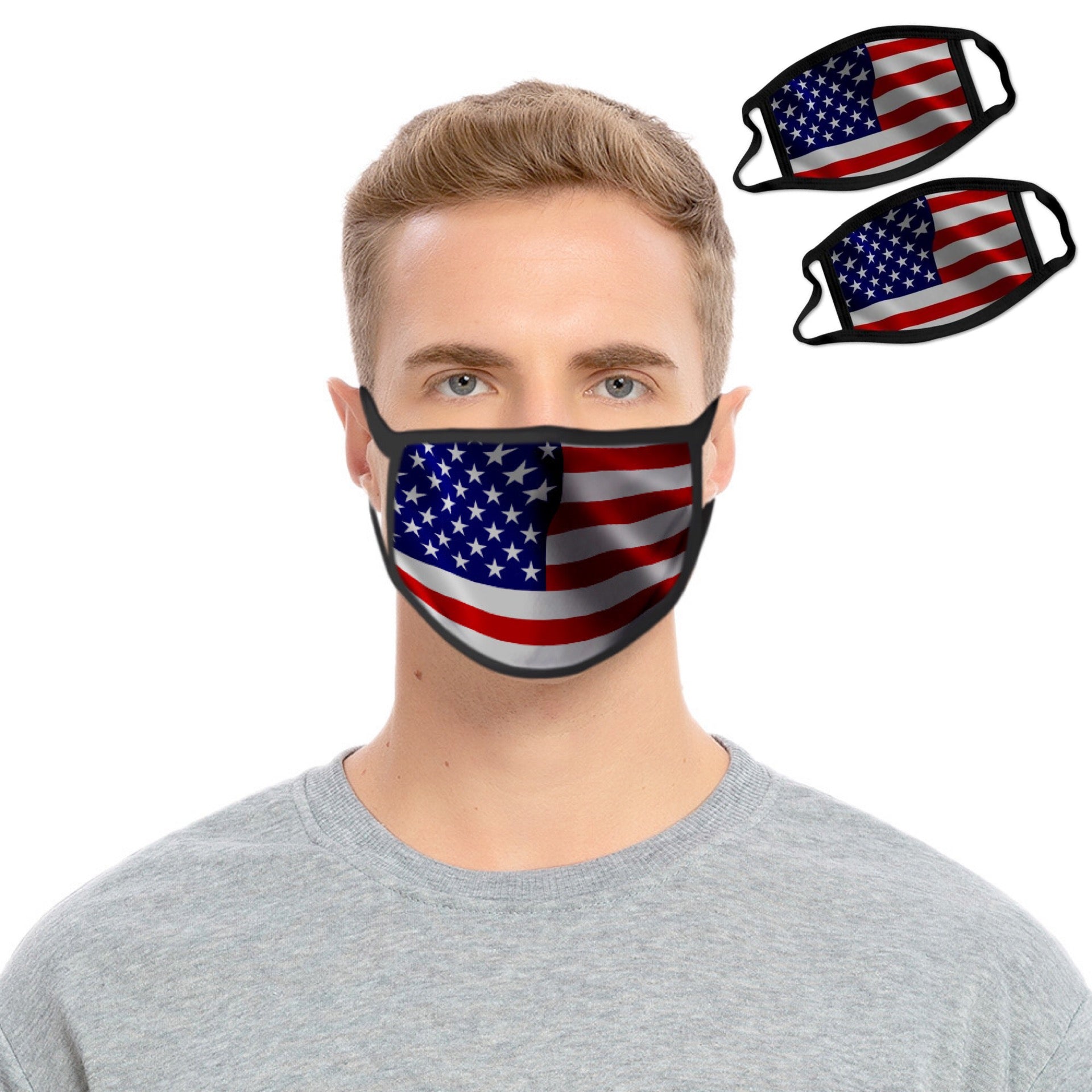 2-Pack: USA American Flag Reusable Washable Mask Face Masks & PPE - DailySale