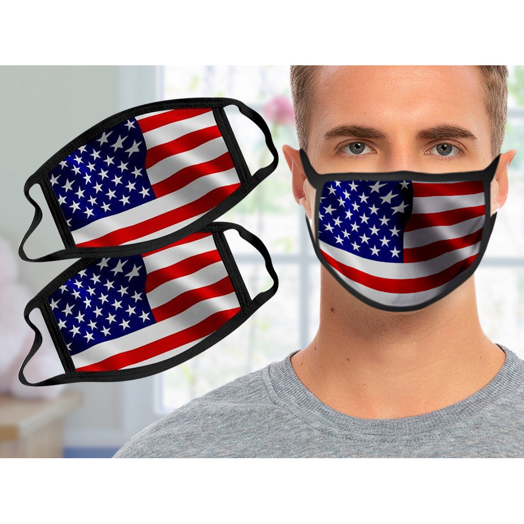 2-Pack: USA American Flag Reusable Washable Mask Face Masks & PPE - DailySale