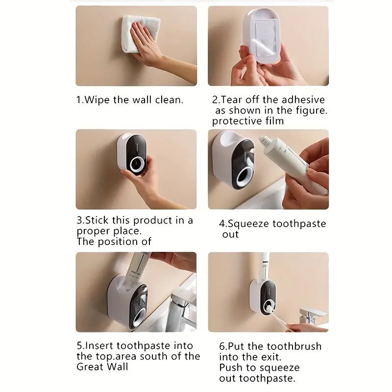 2-Pack: Wall-Mounted Automatic Toothpaste Dispenser Bath - DailySale