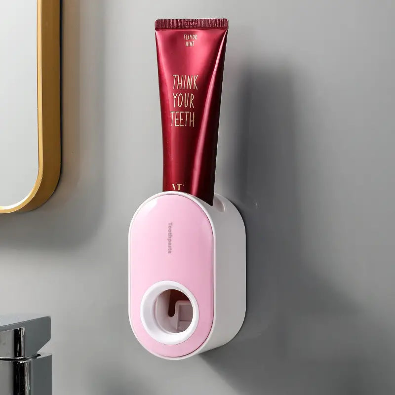 2-Pack: Wall-Mounted Automatic Toothpaste Dispenser Bath Pink - DailySale