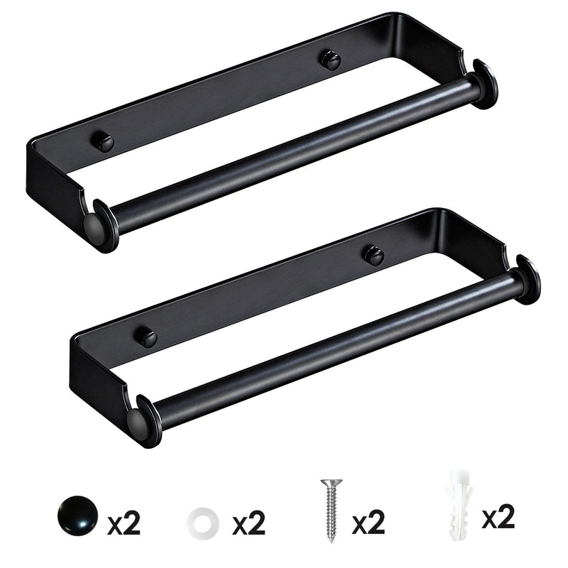1pc Black Wall-mounted Paper Towel Holder, Cabinet Kitchen Storage Rack For  Cloth, No Drilling Needed