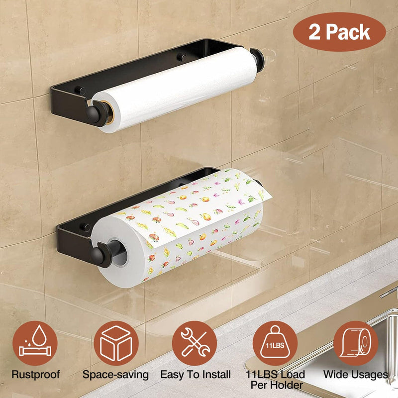 2-Pack: Wall Mounted Paper Towel Holder Under Cabinet Kitchen Storage - DailySale