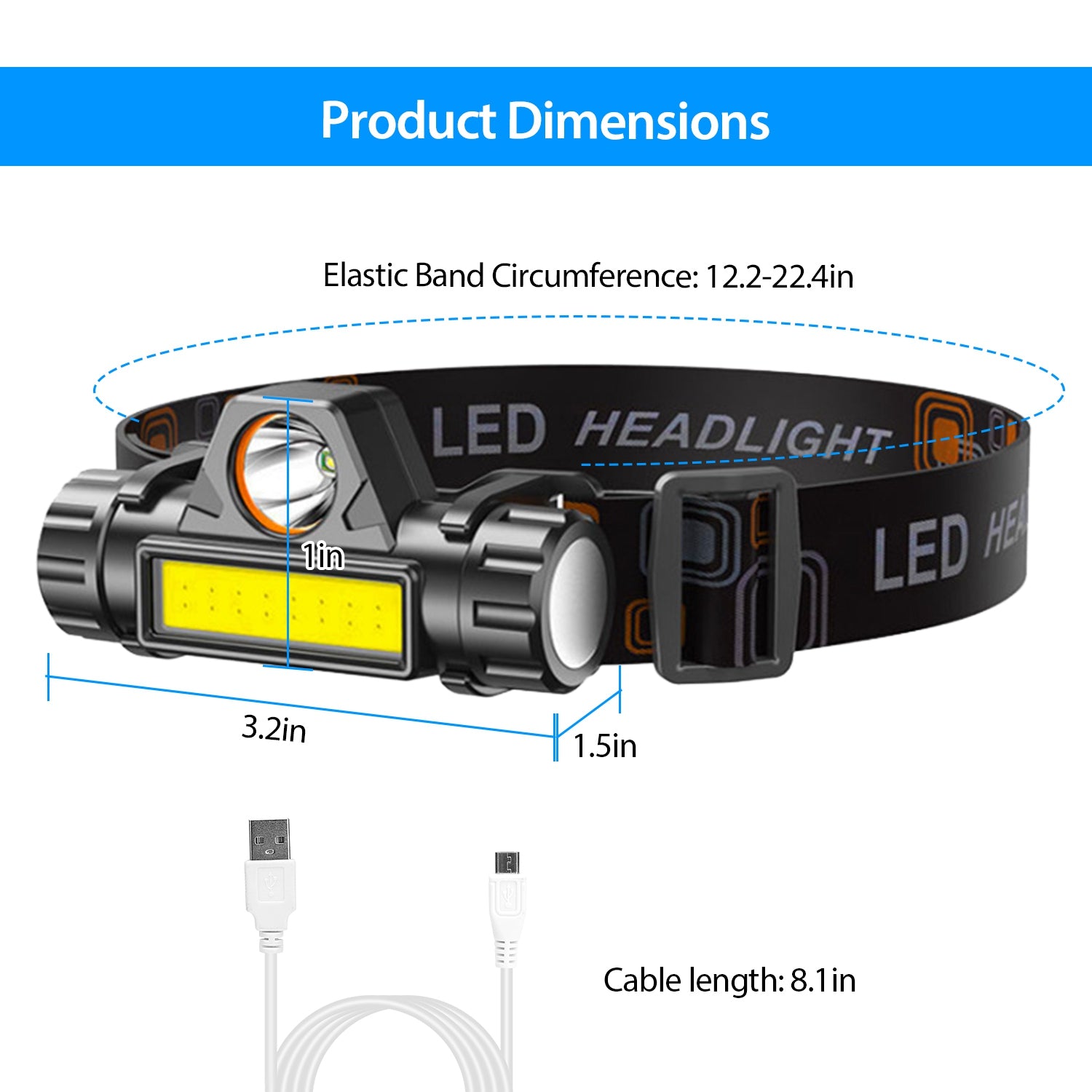 2-Pack: Waterproof Rechargeable Headlamp Sports & Outdoors - DailySale