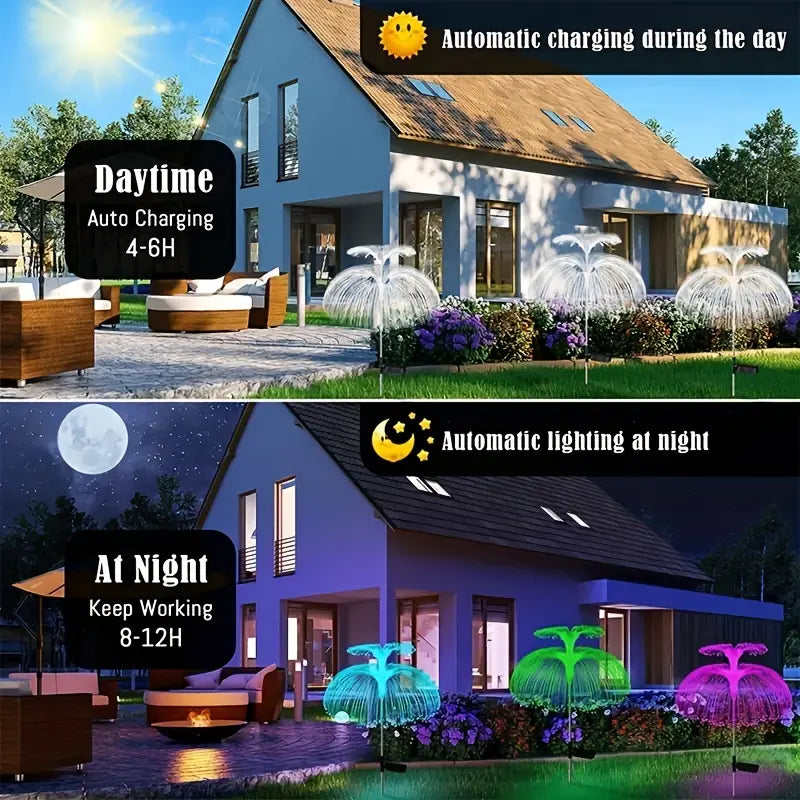 2-Pack: Waterproof Solar Jellyfish Fiber Optic Light Outdoor Lighting - DailySale