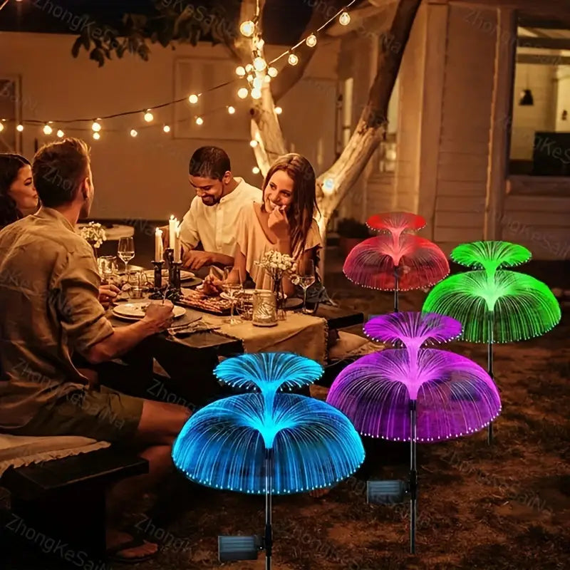 2-Pack: Waterproof Solar Jellyfish Fiber Optic Light Outdoor Lighting - DailySale