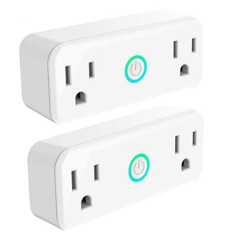 2-Pack: WIFI Smart Plug 10A Dual Smart individually Outlet Household Batteries & Electrical - DailySale