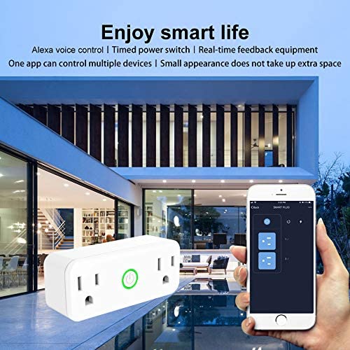 2-Pack: WIFI Smart Plug 10A Dual Smart individually Outlet Household Batteries & Electrical - DailySale