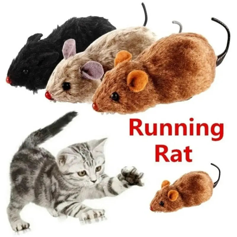 2-Pack: Wind Up Interactive Plush Mouse Toy Pet Supplies - DailySale