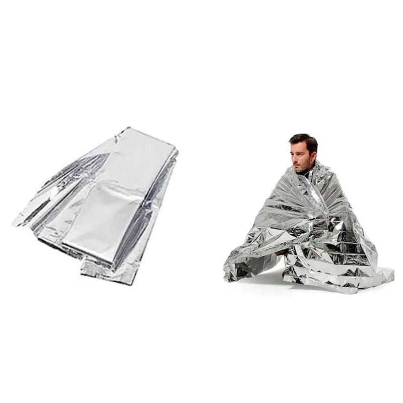 2-Pack: Windproof Aluminum Foil Emergency Blanket For Camping First Aid Blanket Sports & Outdoors - DailySale