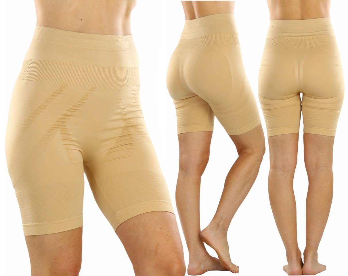 2-Pack: Women's Black Beige Control Shaping Long Shorts Women's Lingerie - DailySale